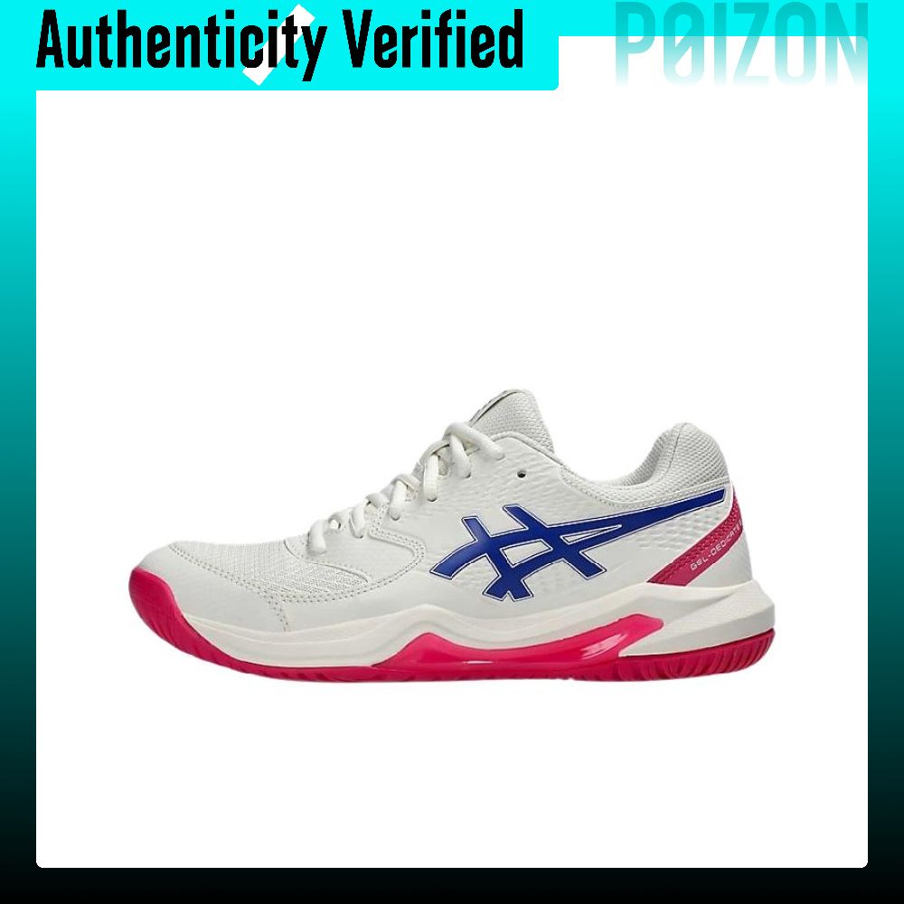 Table Tennis Shoes Asics - ASICS เจล เดดิเคเตท 8 รองเท้าเทนนิสผู้หญิงสีขาวสีฟ้าสีชมพู 1042A235-105