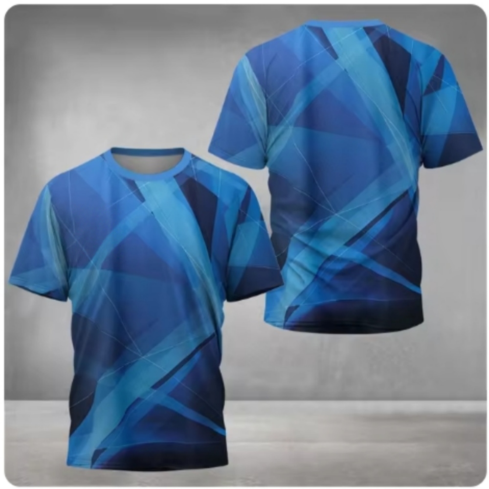 Table Tennis Daily - ชุดกีฬาฝึกซ้อมสำหรับผู้ชายผู้ใหญ่ เสื้อยืดแขนสั้นพิมพ์ลายสีอ่อนแบบไล่เฉดสีสำหรับฤดูร้อน เหมาะสำหรับใส่เล่นปิงปองหรือใส่ลำลองในชีวิตประจำวัน