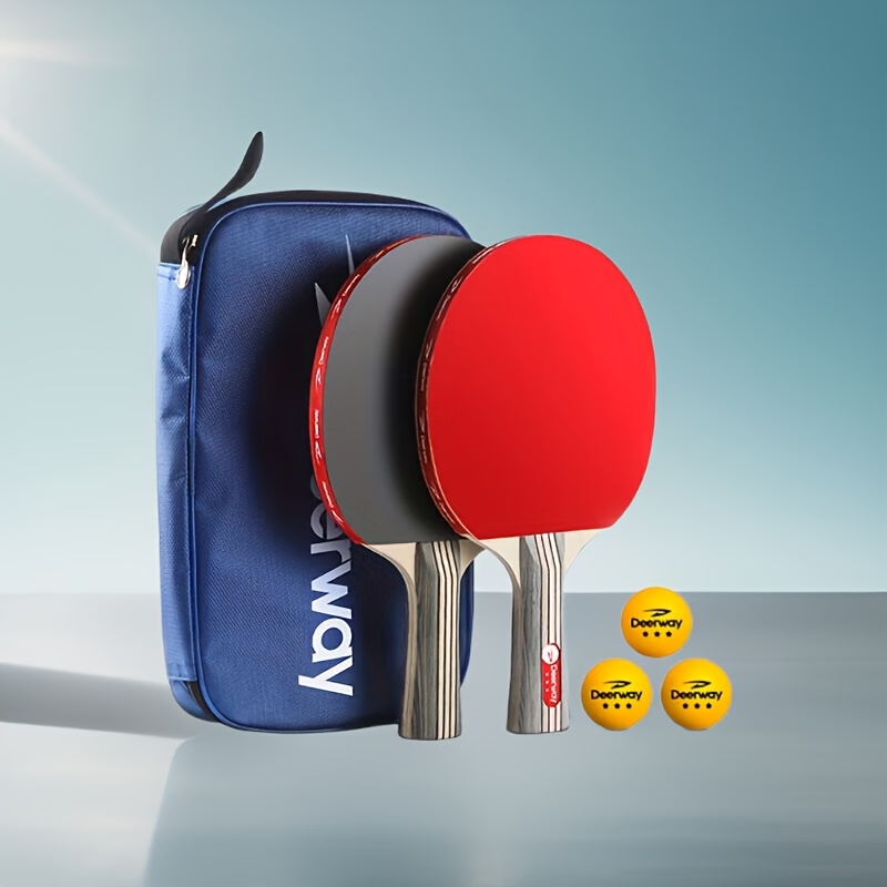 Table Tennis Kit - ชุดไม้ปิงปองมืออาชีพ 2 ชุด, ไม้ปิงปองแบบสองด้านป้องกันการติด, ชุดไม้ปิงปองแนวนอนสำหรับฝึกซ้อม