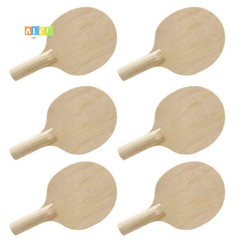 Table Tennis Kit - A12E-6 ชิ้นชุดไม้ปิงปองไม้เนื้อแข็งแบบไม่ทาสีพร้อมด้ามจับสำหรับโครงการ DIY ไม้ตีน้ำหนักเบาสำหรับงานประดิษฐ์และกีฬา
