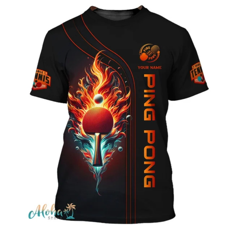 Full Print Ping Pong Tshirts F - Table Tennis Daily บทวิจารณ์และราคา